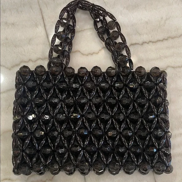 Bebe Black Mini Bag with Textured Lattice Design - Picture 2 of 11